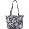 Outlet ✨ Vera Bradley Iconic Small Vera Floral Print Tote Bag Java Navy Camo 💯