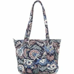Outlet ✨ Vera Bradley Iconic Small Vera Floral Print Tote Bag Java Navy Camo 💯