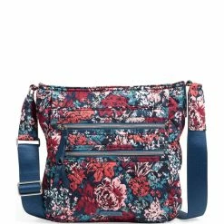 Best reviews of 🧨 Vera Bradley Performance Twill Collection Floral Triple Zip Hipster Crossbody Bag Cabbage Rose Cabernet 🔔