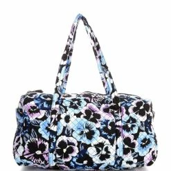 Buy 🧨 Vera Bradley Iconic Large Quilted Floral Travel Duffle Bag Plum Pansies 👏