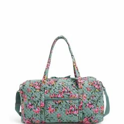 New 🛒 Vera Bradley Iconic Large Quilted Floral Print Travel Duffle Bag Rosy Outlook 😍