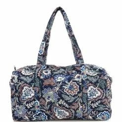 Budget 🎁 Vera Bradley Iconic Large Quilted Floral Travel Duffle Bag Java Navy Camo 🧨