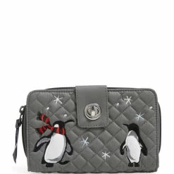 Hot Sale ⌛ Vera Bradley Embroidered Penguin RFID Turnlock Wallet Penguin Pair 🌟