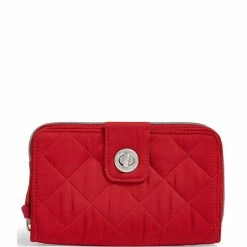 Buy 🔔 Vera Bradley Performance Twill Collection RFID Quilted Turnlock Wallet Cardinal Red ⭐
