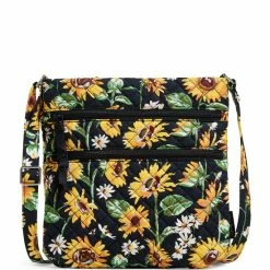 Coupon 🤩 Vera Bradley Triple Zip Hipster Sunflower Print Crossbody Bag Sunflowers ⭐