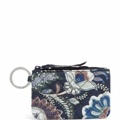 Budget 🎁 Vera Bradley Iconic Zip Navy Camo Floral Print ID Case Java Navy Camo ✨