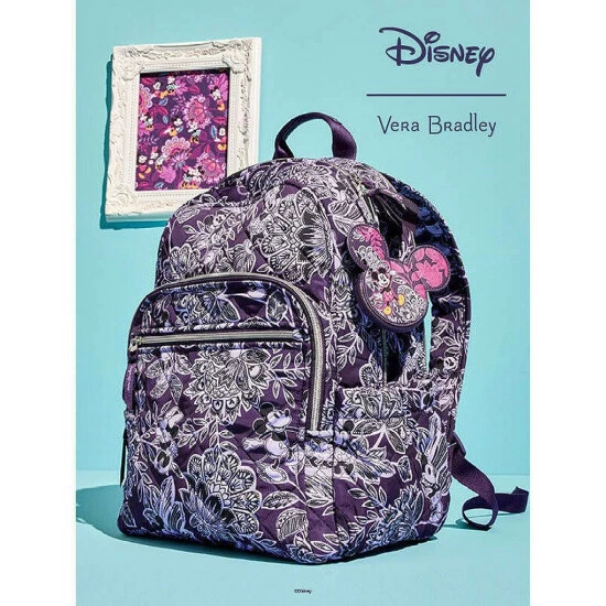 Best Sale ๐ Vera Bradley Disney Collection Campus ๐ Backpack Mickey Minnie's Flirty Floral Tonal ๐ - Image 4