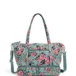 Outlet 😉 Vera Bradley Deluxe Floral Travel Tote Bag Rosy Outlook ❤️