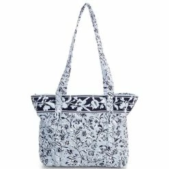 Discount β€οΈ Vera Bradley Small Vera Perennials Gray Quilted Cotton Tote Bag βοΈ