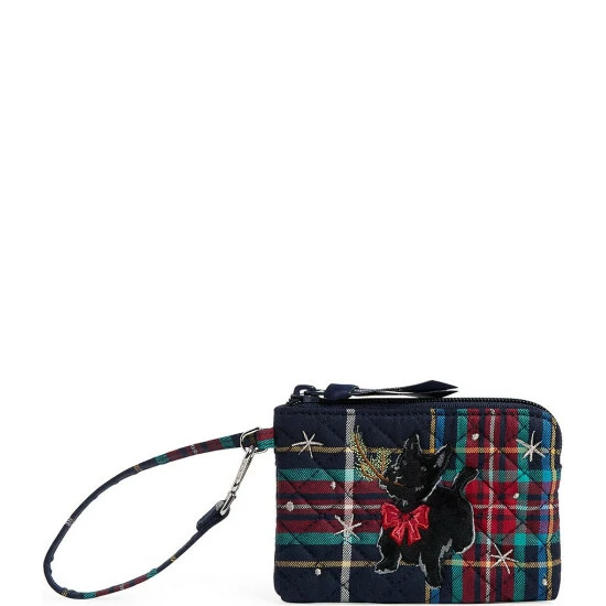 Best Pirce π Vera Bradley Embroidered Scottie πΆ Dog Plaid Clip & Zip Mini Pouch π
