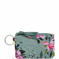 Cheapest ⭐ Vera Bradley RFID Deluxe Floral Print Zip ID Case Rosy Outlook 👍