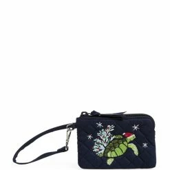 Hot Sale ✨ Vera Bradley Embroidered Turtle Clip & Zip Mini Pouch Santa Turtle ❤️