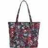 Best Sale ⌛ Vera Bradley Vera Quilted Floral Tote Bag Cabbage Rose Cabernet 😀