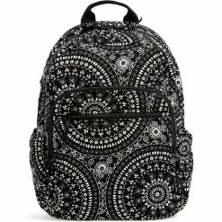 Cheapest 🔔 Vera Bradley Iconic Campus Bandana Print Trolley Sleeve 🎒 Backpack Black Bandana Medallion ⌛