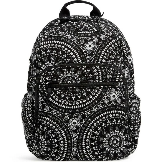 Cheapest 🔔 Vera Bradley Iconic Campus Bandana Print Trolley Sleeve 🎒 Backpack Black Bandana Medallion ⌛
