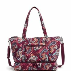 Outlet 🥰 Vera Bradley Deluxe Paisley Jamboree Travel Tote Bag Pasiley Jamboree 🔥