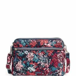 Budget 😀 Vera Bradley Performance Twill Collection Floral Triple Compartment Crossbody Bag Cabbage Rose Cabernet 🛒
