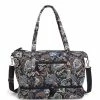 Promo 🎁 Vera Bradley Deluxe Navy Camo Floral Print Travel Tote Bag Java Navy Camo ⭐
