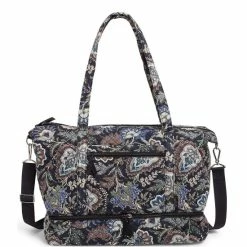 Promo 🎁 Vera Bradley Deluxe Navy Camo Floral Print Travel Tote Bag Java Navy Camo ⭐
