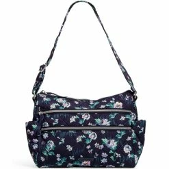 Wholesale 🎉 Vera Bradley Triple Zip Floral Shoulder Bag Navy Garden 😀