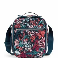 Best Sale 💯 Vera Bradley Performance Twill Collection Floral Deluxe Lunch Bunch Bag Cabbage Rose Cabernet 🔔